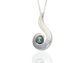 Silver black pearl koru pendant