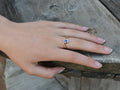 Blue sapphire ring- Florence on model