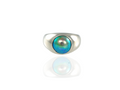 Blue pearl silver domed ring