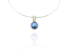 blue pearl pendant with silver fern bail