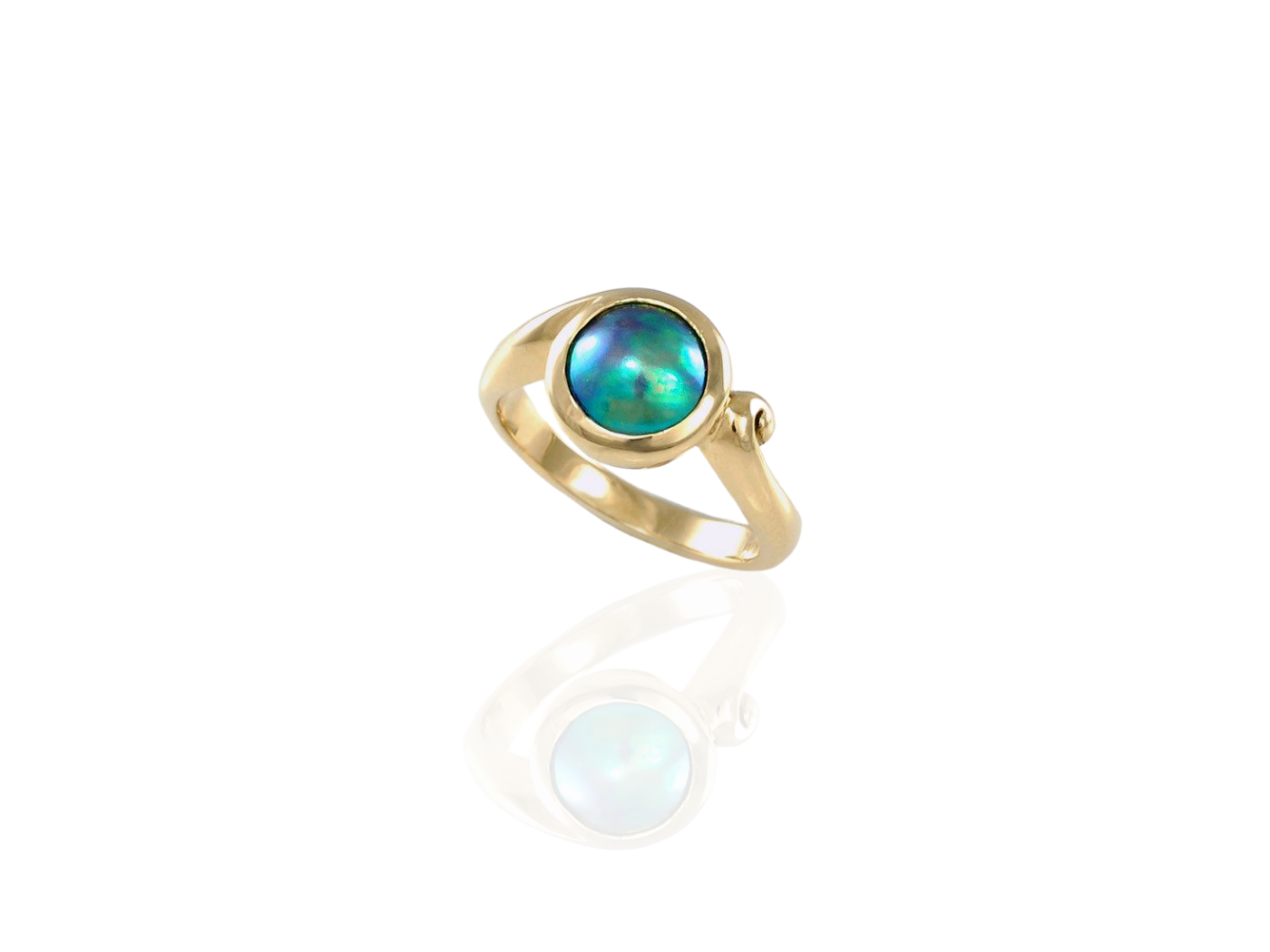 Blue Pearl Onahau Ring in Silver and Gold- handmade by Jewel Beetle