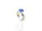 blue pearl leaf ring in silver