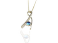 blue pearl silver ribbon pendant