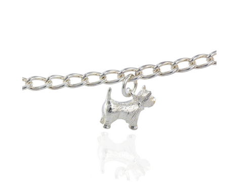 dog charm in silver