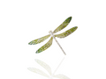 dragonfly brooch  in silver - forest green