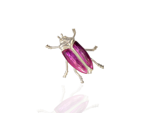 jewel beetle brooch -  magenta