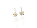 manuka flower drop earrings in silver and gold