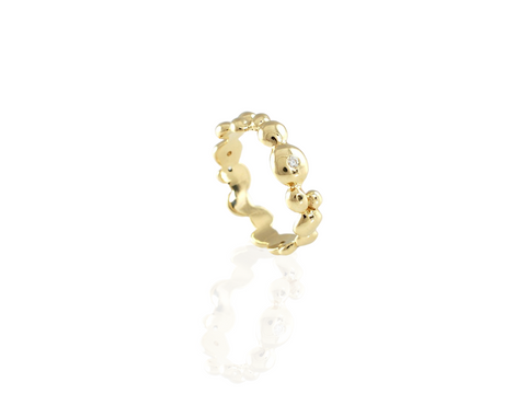 gold milestone band ring with diamond