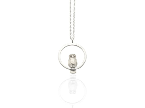 morepork owl pendant silver