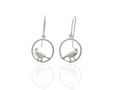 tui bird circle earrings in silver
